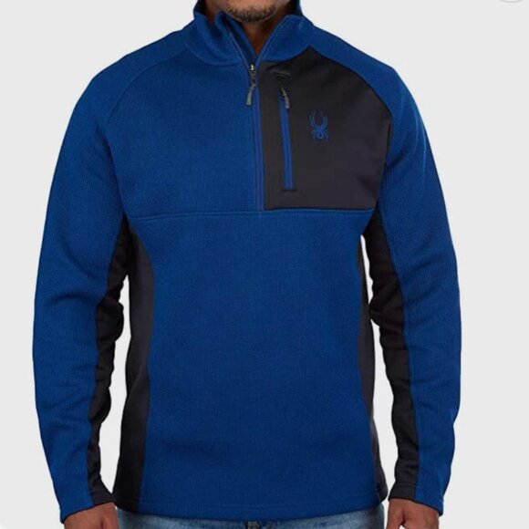 Spyder Men's Blue & Black Gait Knit 1/2 Zip Sweater Jacket Pullover Size XL - Picture 1 of 7